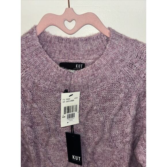 NWT Kut From The Kloth Sweater Sz Sm Pullover Cable Knit Wool Blend Purple Cotta - Picture 2 of 8